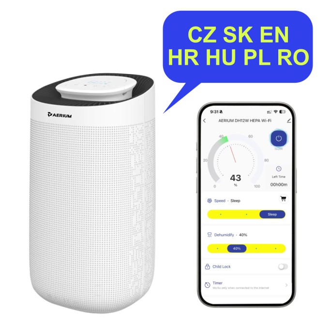 Odvlaživač s pročišćivačem zraka AERIUM DH12W HEPA Wi-Fi